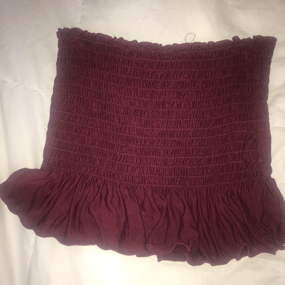 Shirred ruffle tube top